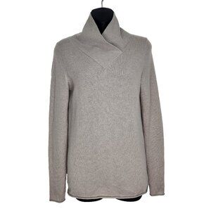 MM. LaFleur Cashmere Sweater XS Light‎ Gray V-Neck Rolled Hem Lightweight Cozy